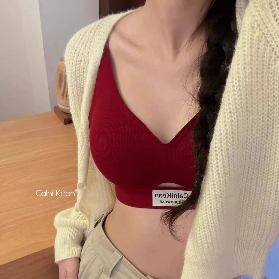 小CK软提拉红色内衣本命年文胸套装新娘小胸聚拢调整新婚结婚胸罩