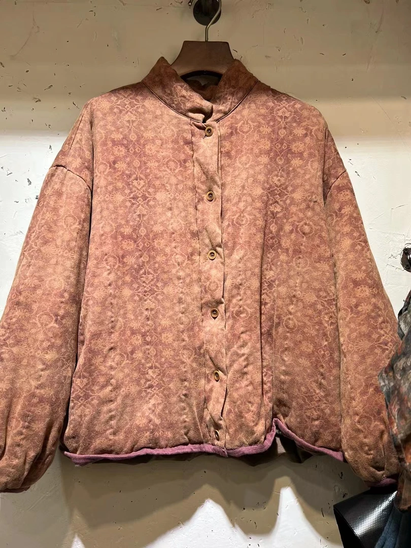 土妞分享原创轻盈软糯针织棉立领小袄