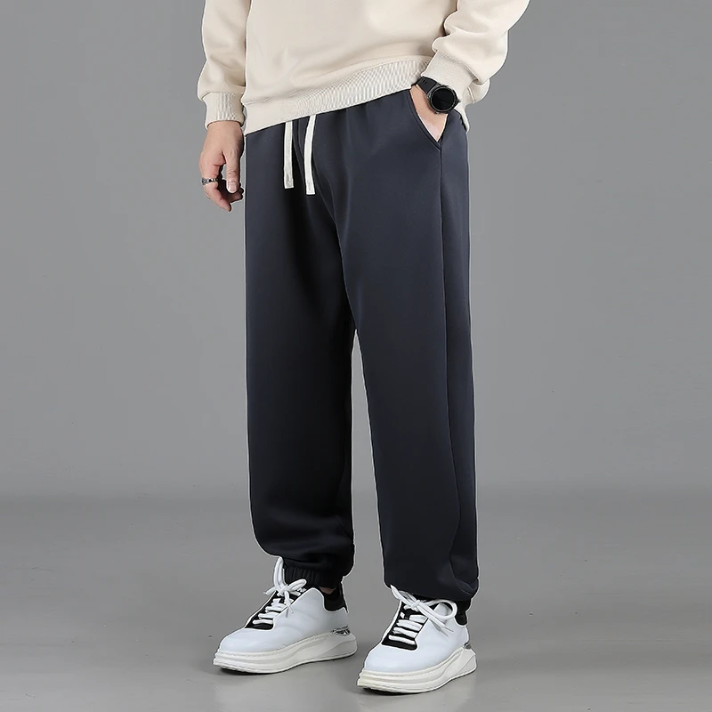 大码男裤加肥加大男士休闲裤宽松百搭胖子男士纯色运动束脚裤加厚