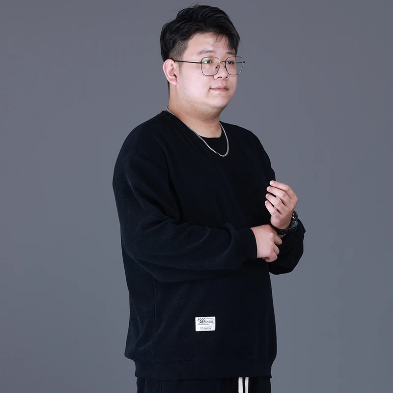 长袖水洗常规款加大码秋季卫衣秋冬上衣春秋圆领肥佬常规休闲套头