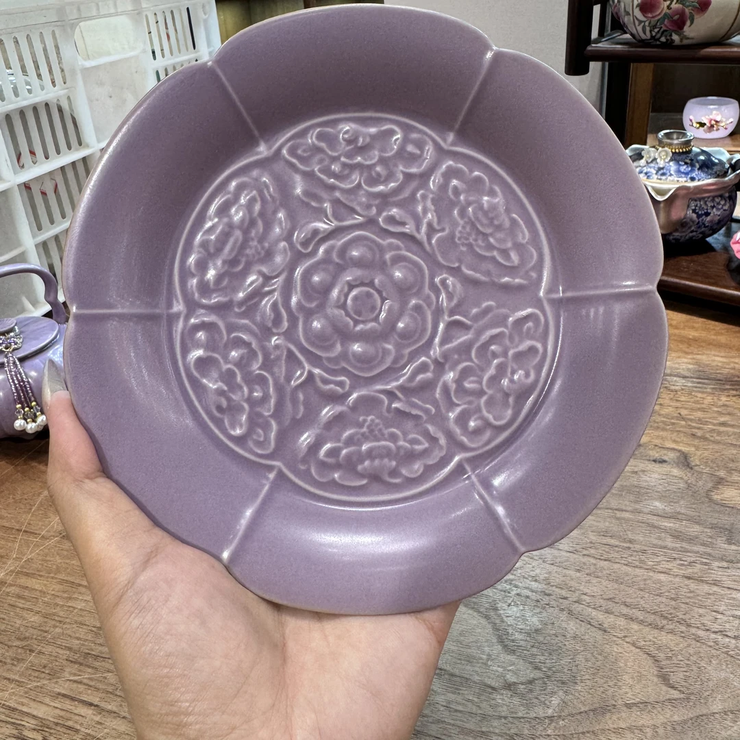 北溪堂 牡丹浮雕 壶承陶瓷家用果盘糕点盘A11135