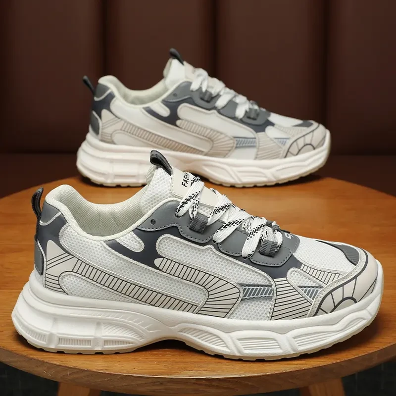 夏季男鞋透气网面鞋子男潮流百搭厚底防滑运动鞋休闲跑步老爹鞋男