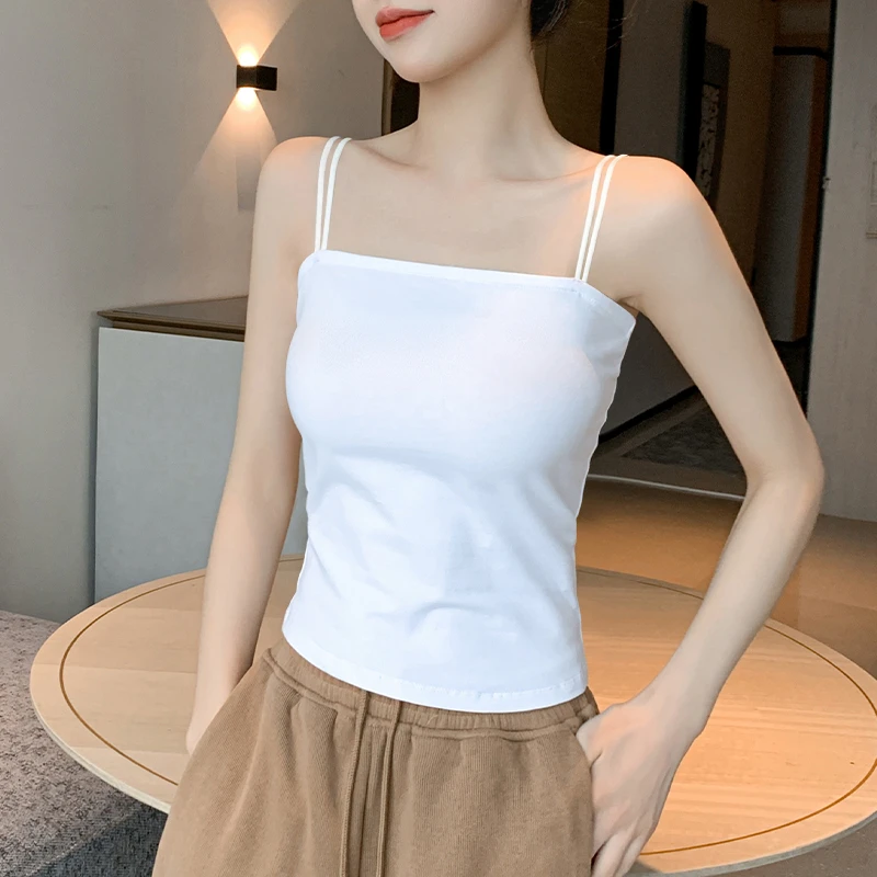 网红吊带背心女短款新款修身无袖打底衫百搭美背性感外穿上衣夏季