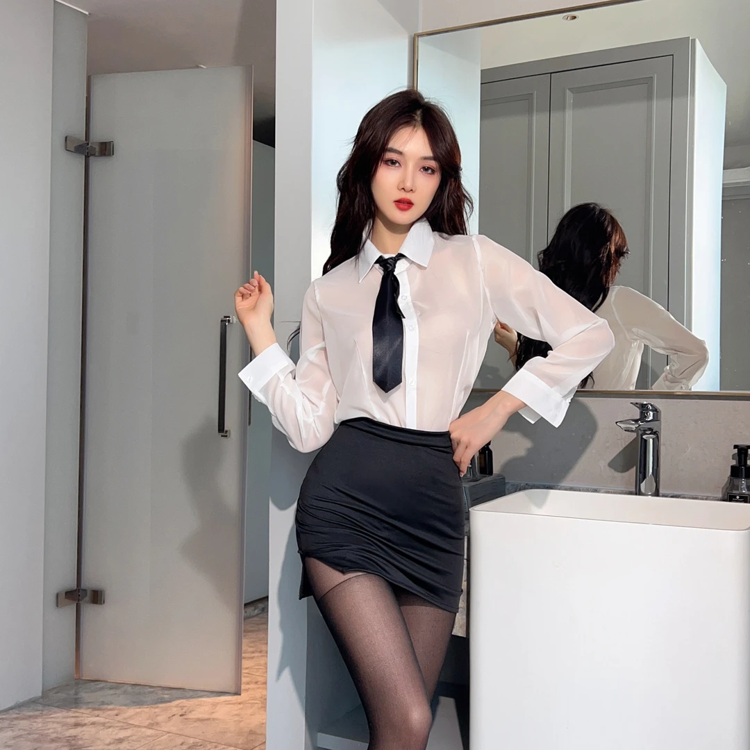 【夏树学姐】秘书姐姐-性感包臀睡衣睡裙御姐内衣显瘦辣妹白衬衫女