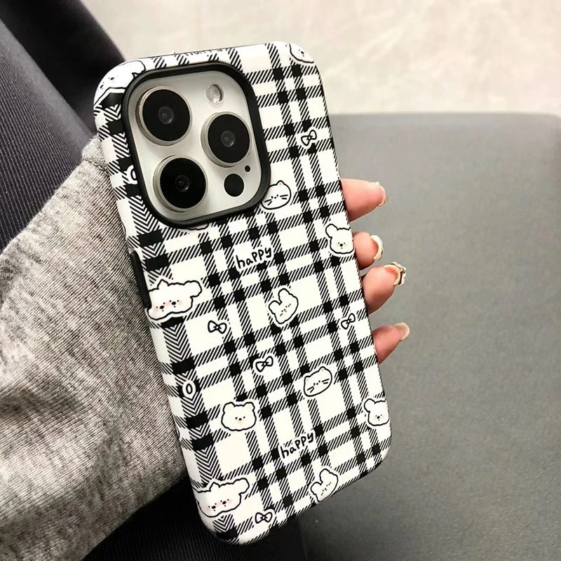 菲林二合一格纹适用于苹果15华为oppo小米14vivo手机壳iphone1312