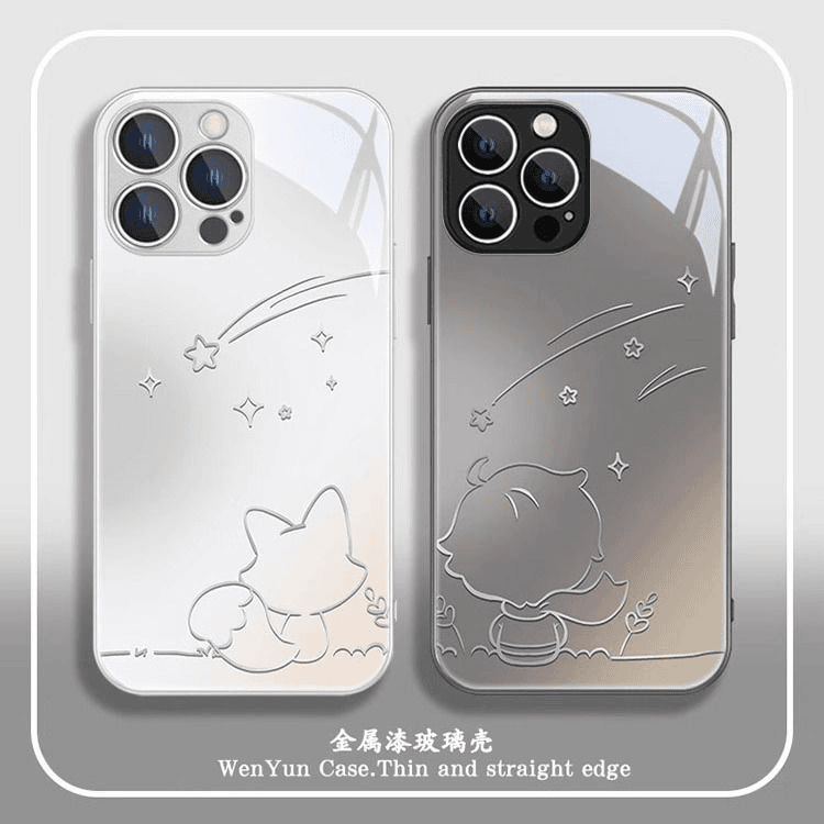 液态金属狐狸王子适用苹果1514promax手机壳iPhone123女xr/78plus