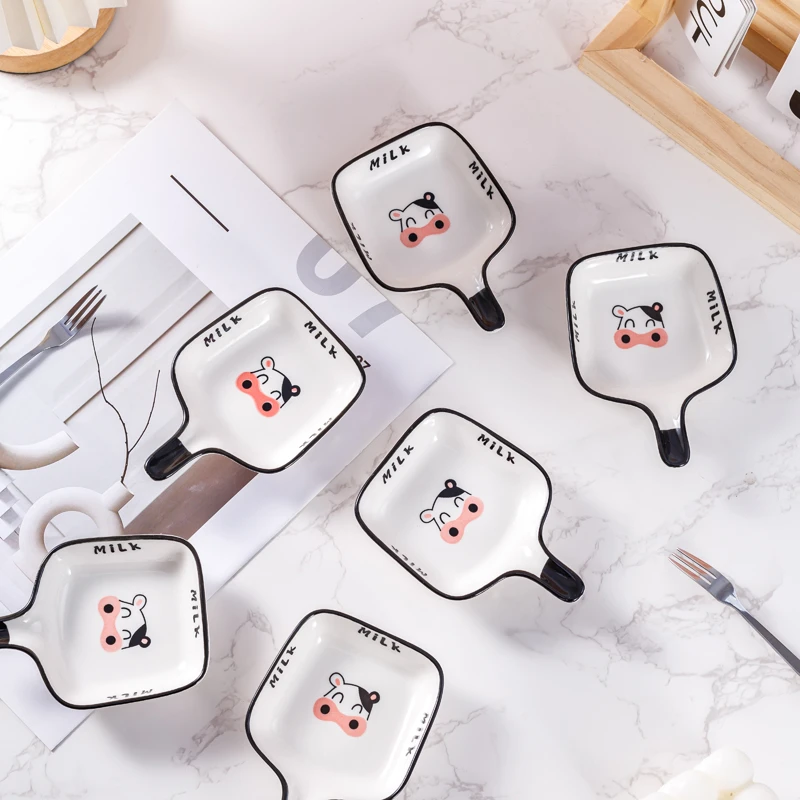 省钱风餐具】【6个装】可爱软萌陶瓷4英寸奶牛网红小吃碟餐具