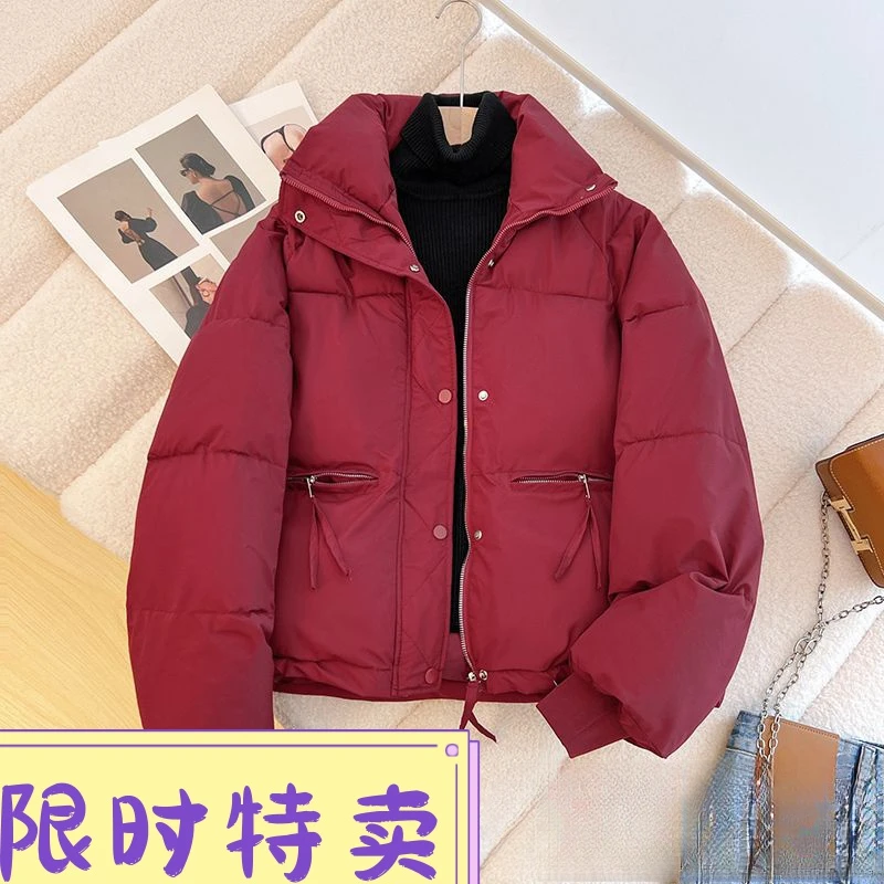 2023年新款冬季时尚轻薄羽绒服服女短款宽松加厚面包服小个子