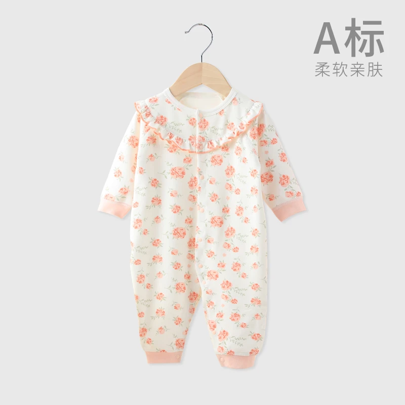 2A907泡泡雪婴儿宝宝秋冬保暖柔软舒适公主碎花连体衣长袖