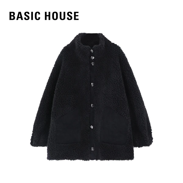 Basic House/百家好【唐】新款黑色毛绒绒外套 B0823B52132