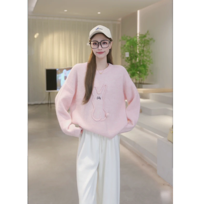 Basic House/百家好秋季新款可爱小兔长袖毛衣B0824B5E012