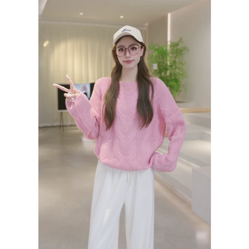 Basic House/百家好春季新款麻花图案时尚针织毛衣 B0824B5E412