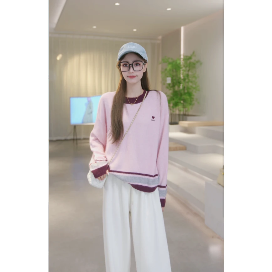 Basic House/百家好秋季新款爱心长袖毛衣B0824B5E022