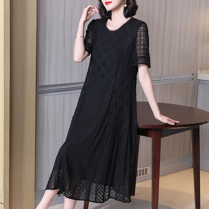 桑蚕丝真丝连衣裙夏装女2025新款大码上流社会高端气质短袖裙子