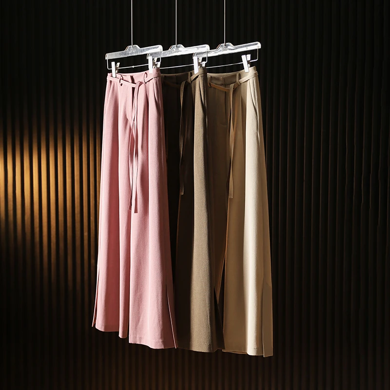 SORRYTIN 天花板 正规日本报关单定制面料 高端分叉阔腿休闲裤