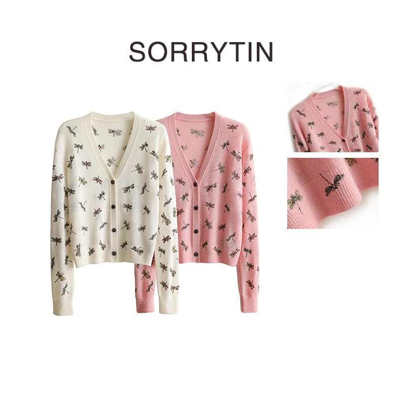 《点灯儿》SORRYTIN D*R彩色刺绣动物 康赛妮A规纯山羊绒针织开衫