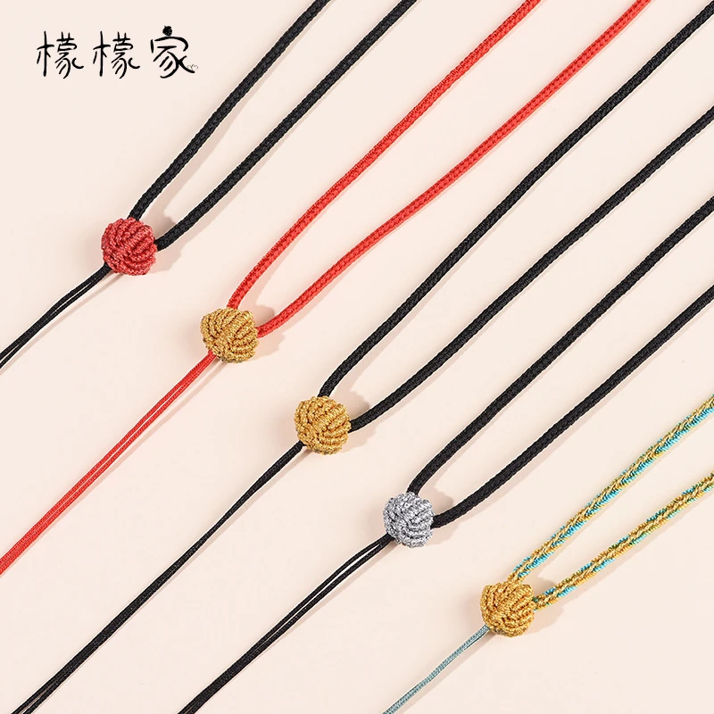 非金属布艺项链 女款纯手工编织可调节情侣红色高货编绳吊坠挂绳
