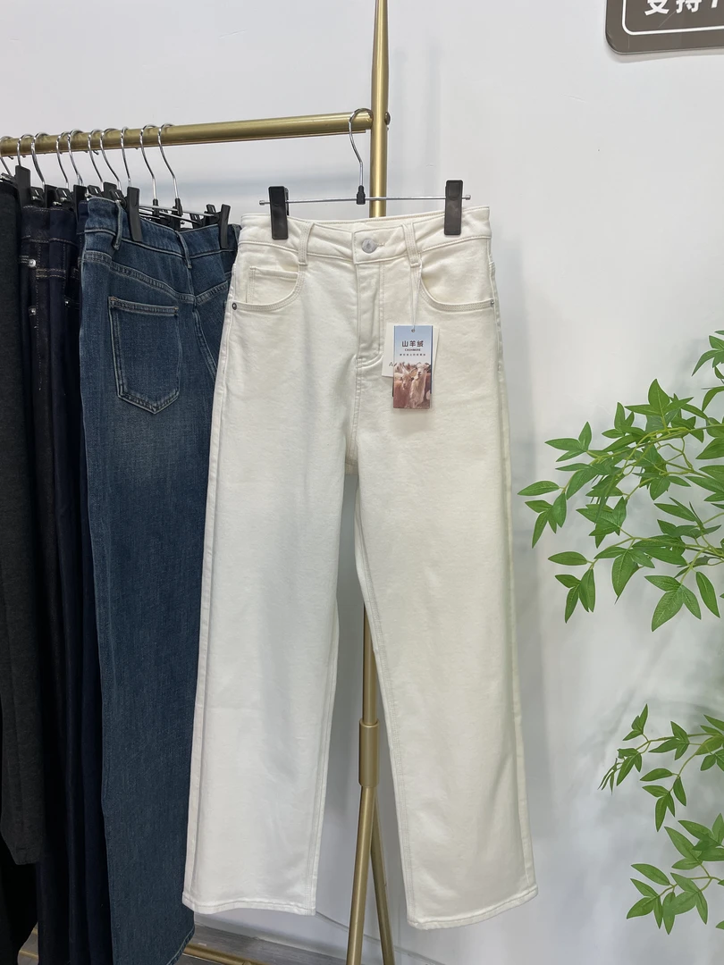 韩系高腰直筒牛仔裤百搭显瘦