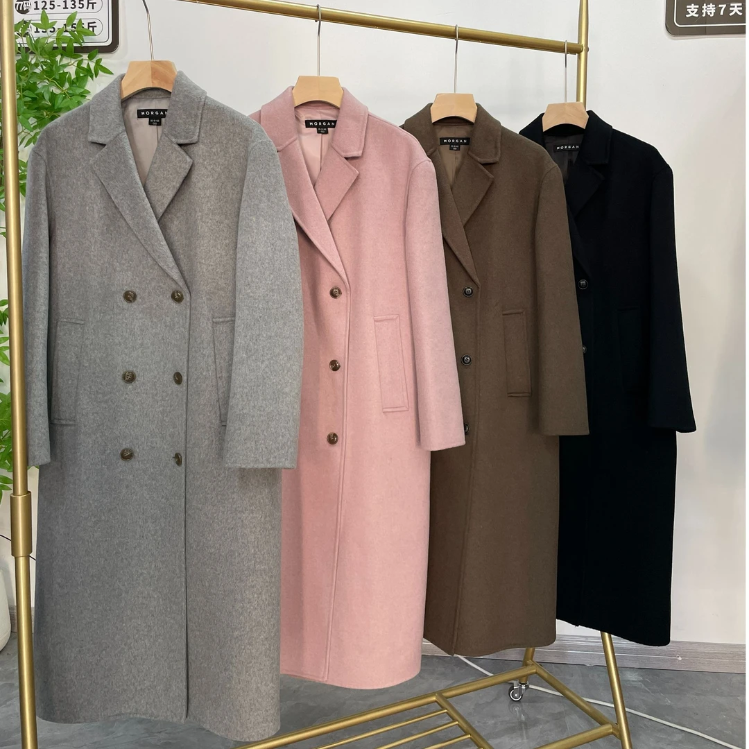 韩系羊绒羊毛双面呢手缝大衣显瘦百搭