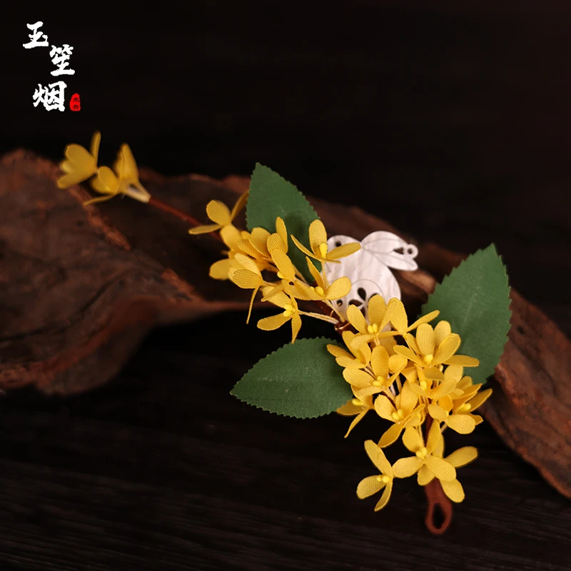 古风汉服发饰十二花神桂花古装配饰兔子花朵软簪中秋女款饰品