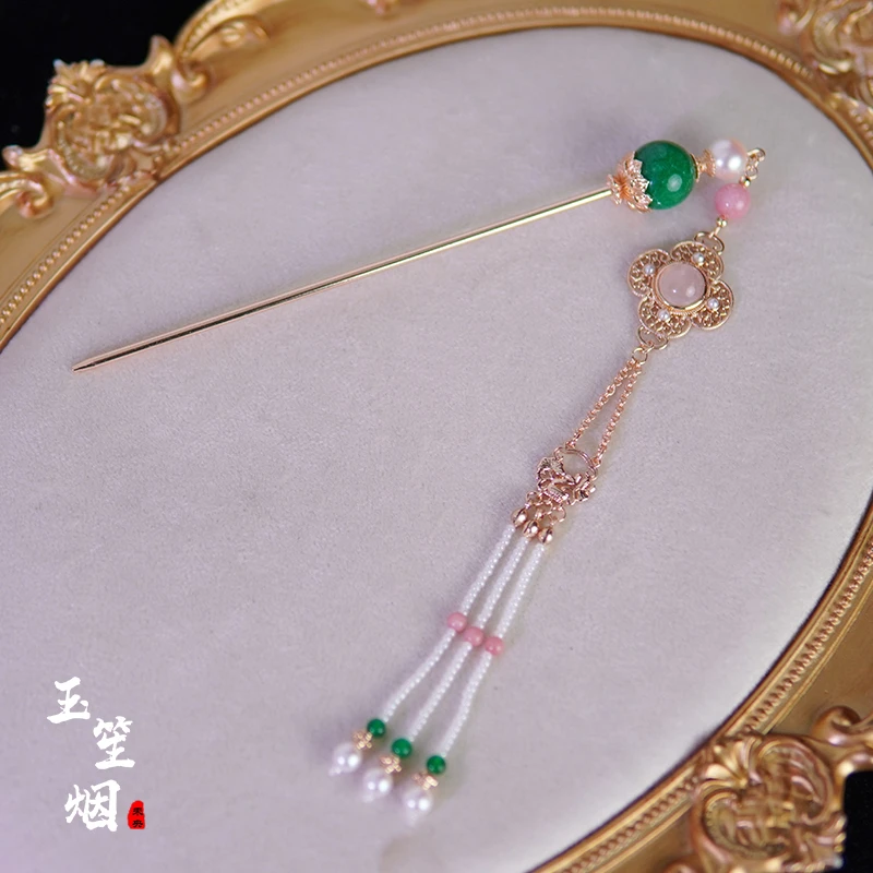 玉笙烟原创首饰流苏复古饰品简约新中式盘发簪子日常