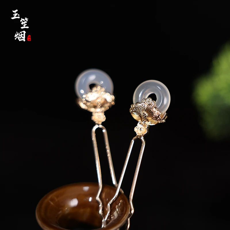 玉笙烟【琼壶歌月小u钗】古风配饰小发钗头饰复古发簪夏季女款发饰