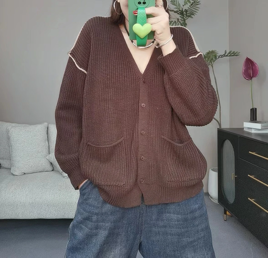 AIXINRUI   313（小个子专享）气质百搭休闲加厚高品质拼接开衫