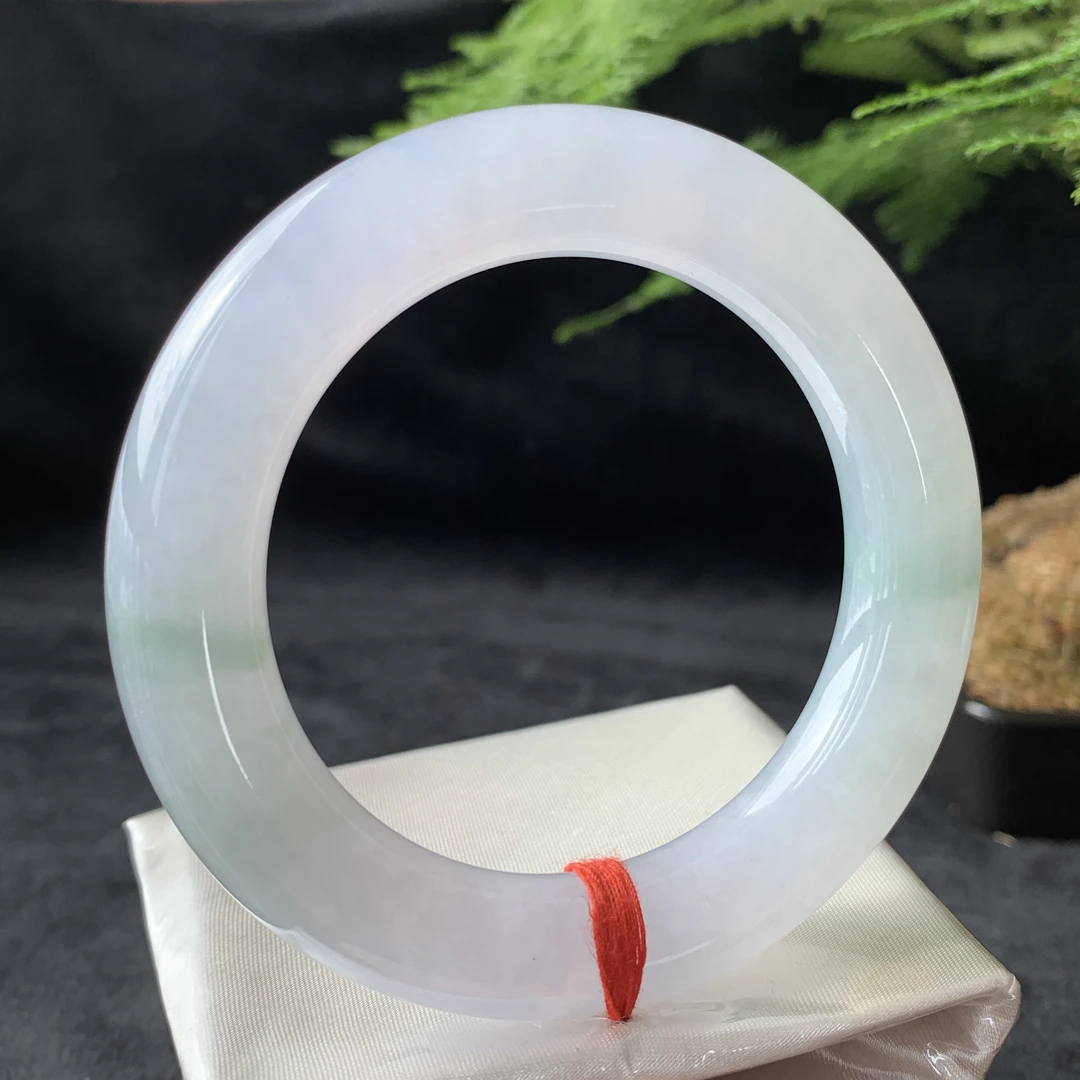 57.4 缅甸翡翠手镯冰种玉石镯子带证书A货  7132 57.4-12.2-13