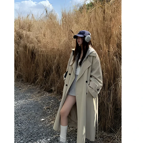 叮叮家【伦敦秀场】秋季长款英伦风气质高级感卡其色风衣外套