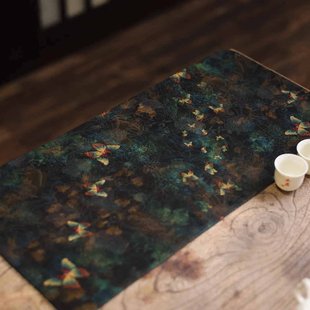 【福器】<庄周梦蝶>绿色香-云纱-茶席-慢蓝-50*24（慢蓝S0700）