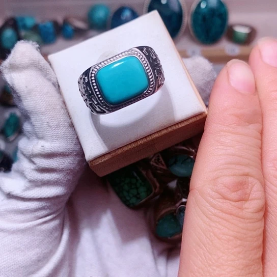 绿松石挂件银S925镶嵌一*