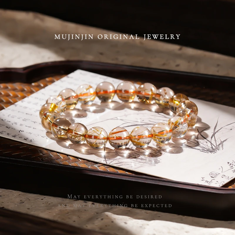 【木槿槿】天然钛晶10mm+水晶手串女款气质百搭手饰轻奢手链GM877