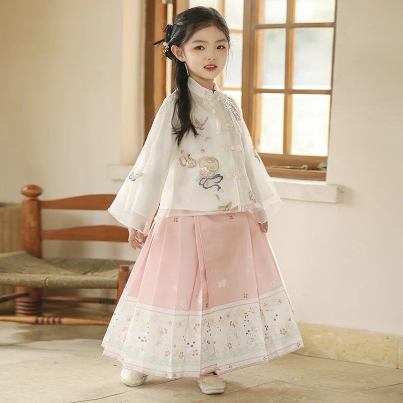 马面裙女童套装2024新款秋装小女孩国风古装汉服儿童春秋中式唐装