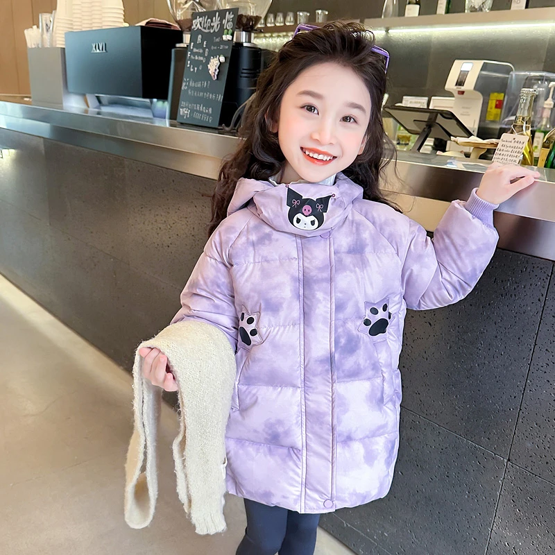 女童棉服冬季2024新款儿童库洛米夹棉外套中长款宝宝冬季加厚棉衣
