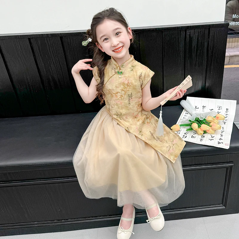 女童新中式国风连衣裙夏季2025新款儿童夏款旗袍裙女宝宝汉服裙子