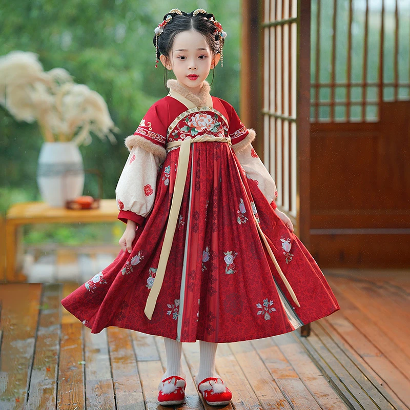 2025新款汉服女童冬款古风古装拜年服女宝宝秋冬中国风唐装