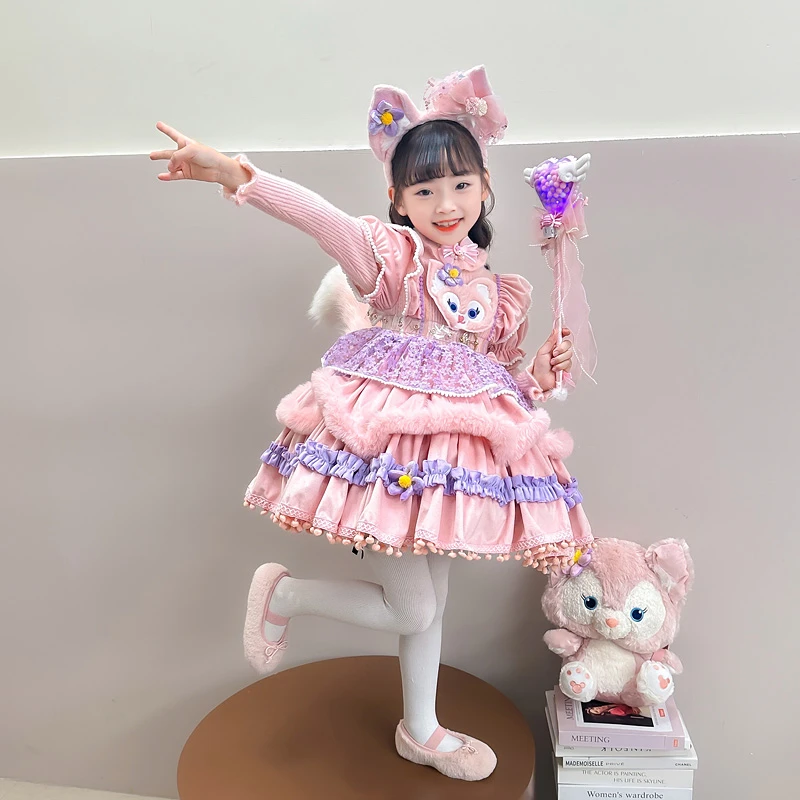 洛丽塔女童公主裙秋冬2025新款洋气儿童玲娜贝儿加厚女孩生日裙子
