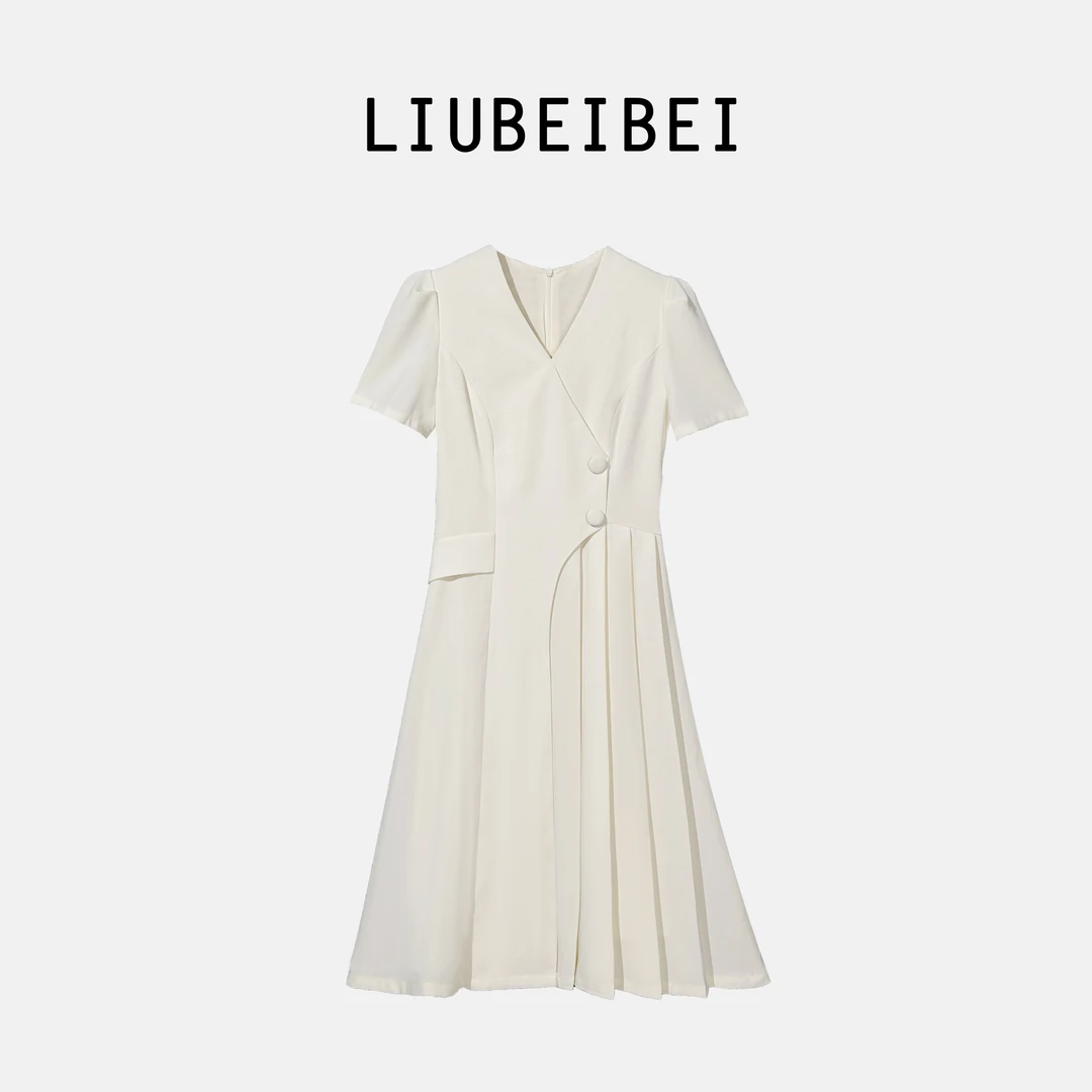 LIUBEIBEI2024新款设计师黑色百搭显瘦连衣裙修身长裙-8302