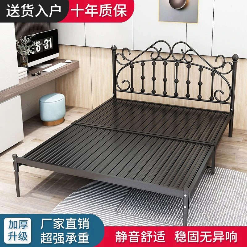 精选欧式铁艺床双人床铁床单人1.5现代简约铁架床1.8米1.2宿舍公