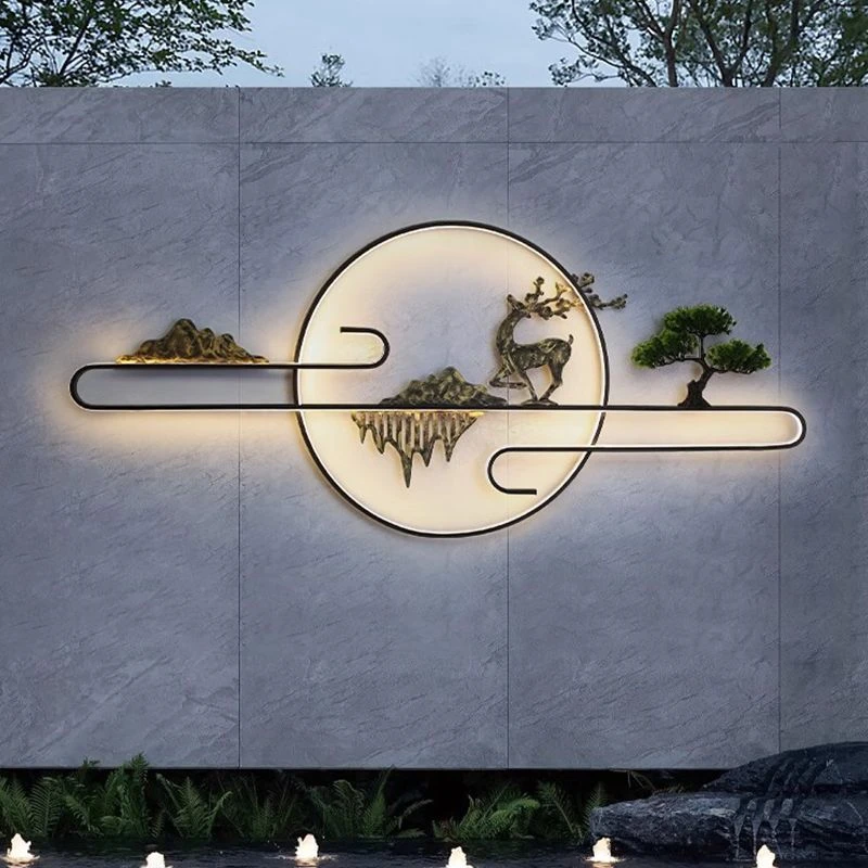 （严选）新中式庭院壁灯别墅景墙室外院子灯防水太阳能户外景观灯背