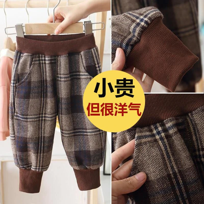 男女童冬季加绒加厚哈伦裤子儿童洋气保暖中小童宝宝一体