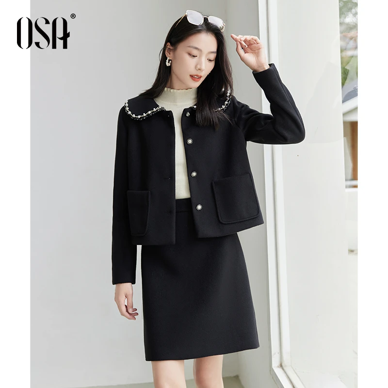 【OSA/欧莎】小香风千金感套装娃娃领上衣裙子一整套搭配S124D15001