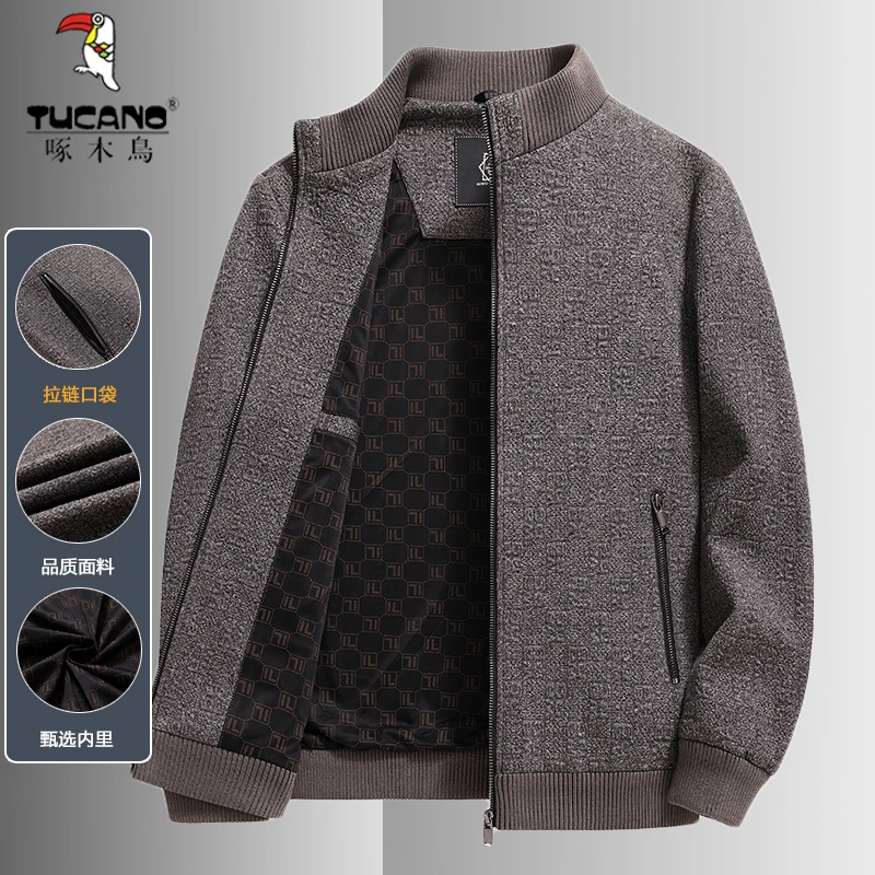 TUCANO/啄木鳥立领夹克秋冬季新款爸爸装夹克衫中年男士休闲外套