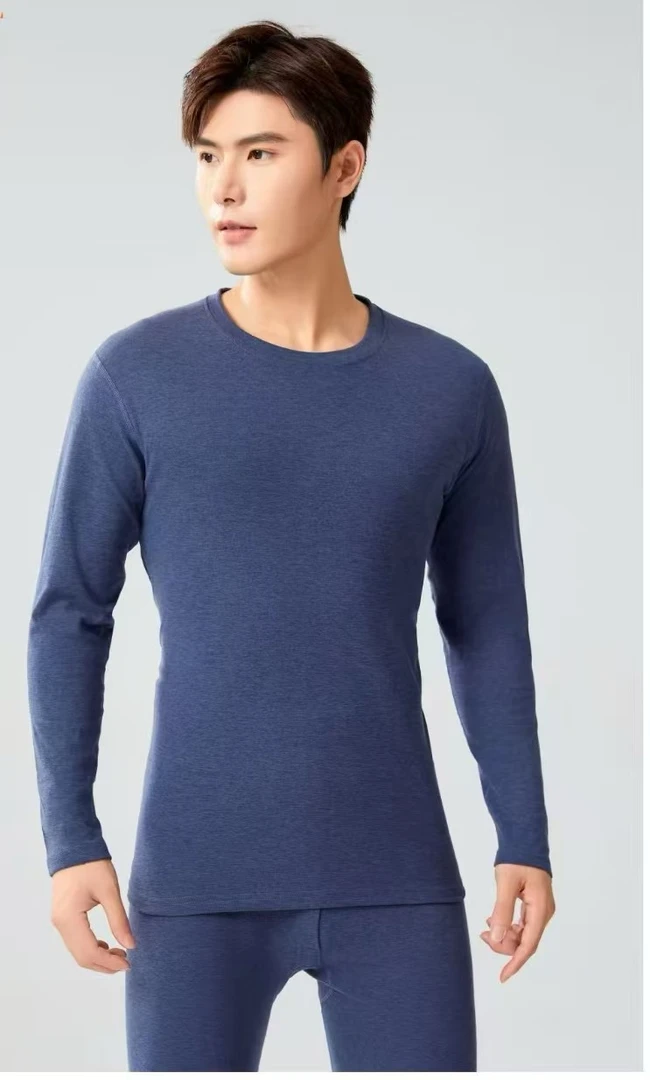 24年秋冬新款女 男士长袖舒适亲肤纯色圆领情侣款保暖套装2色可选