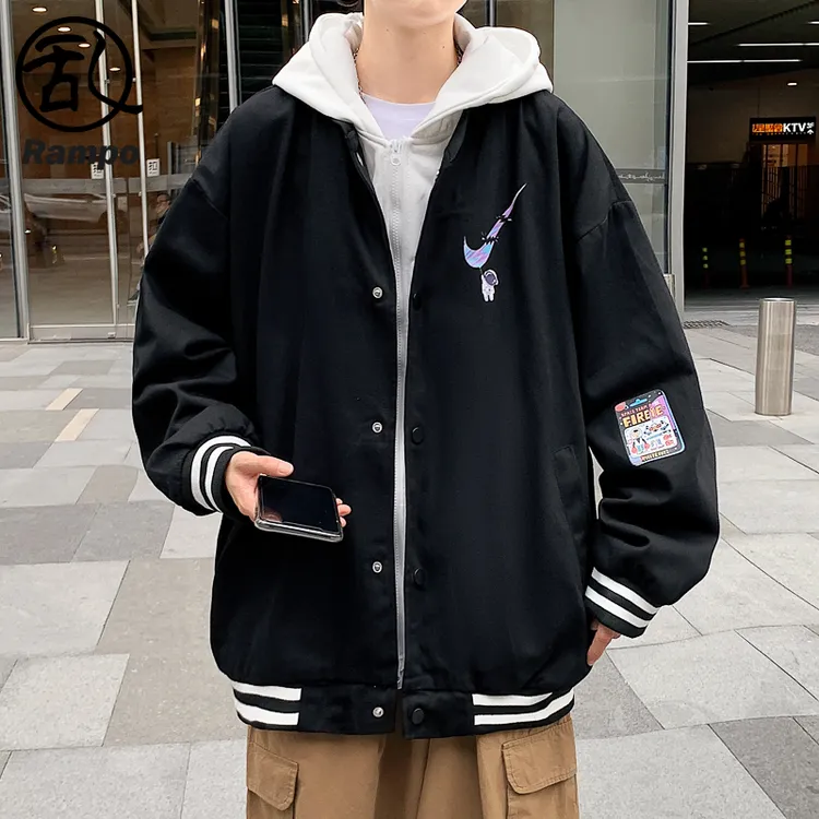 假两件外套男士春秋季新款炸街痞帅夹克宽松男生潮流痞帅休闲上衣