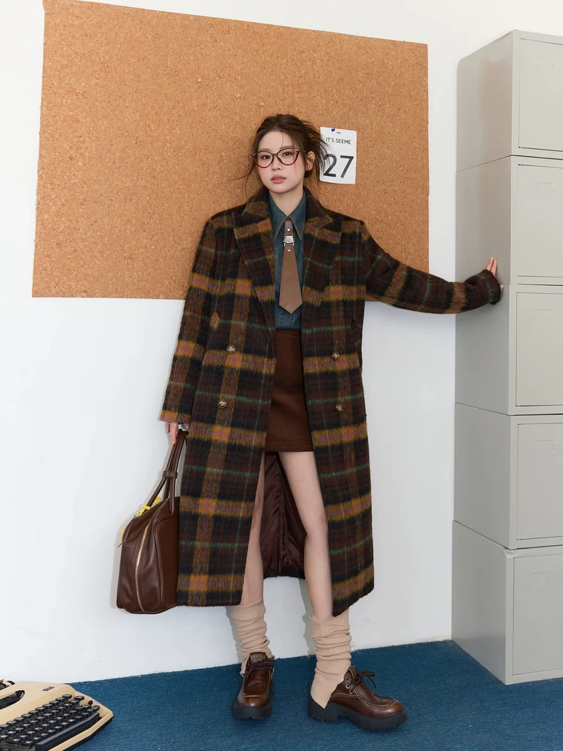 【13066】毛呢大衣女秋冬高级感新款超好看呢子长款咖色毛呢外套