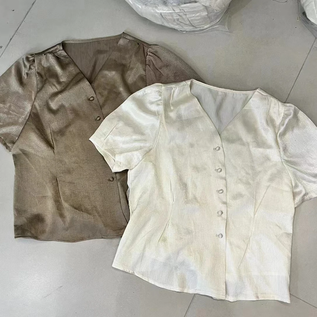 2024春夏新款休闲衬衫洗水衬衫宽松衬衣气质时尚夏季复古