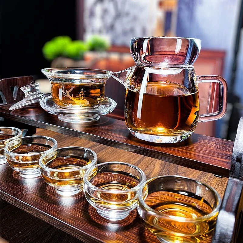 水晶熔炼水晶杯水晶玻璃杯无铅水晶杯子整套水晶茶具套装水晶杯功