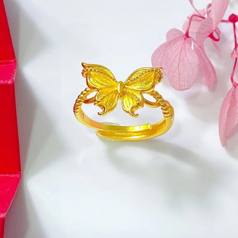 铜合金戒指 国风纽臂蝴蝶开口戒指0115