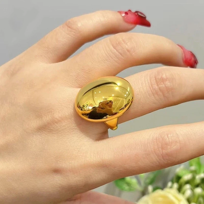 铜合金戒指 金蛋戒指开口时尚简约大气百搭精工版指环0127